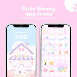 Cute Bunny icons pack | Pastel icons | Cute phone theme | Aesthetic phone theme | iOS , Android |student app icons | phone set up