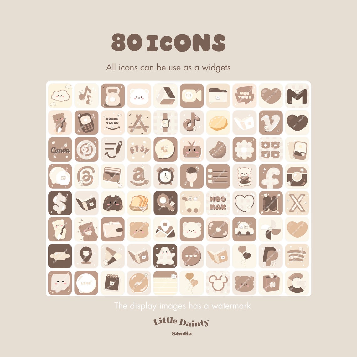 Cute Bear Icons | Cute Icons Pack | Brown Icons Pack | Minimalist Phone ...