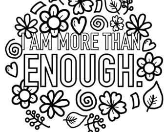 I am more than enough colouring page PDF