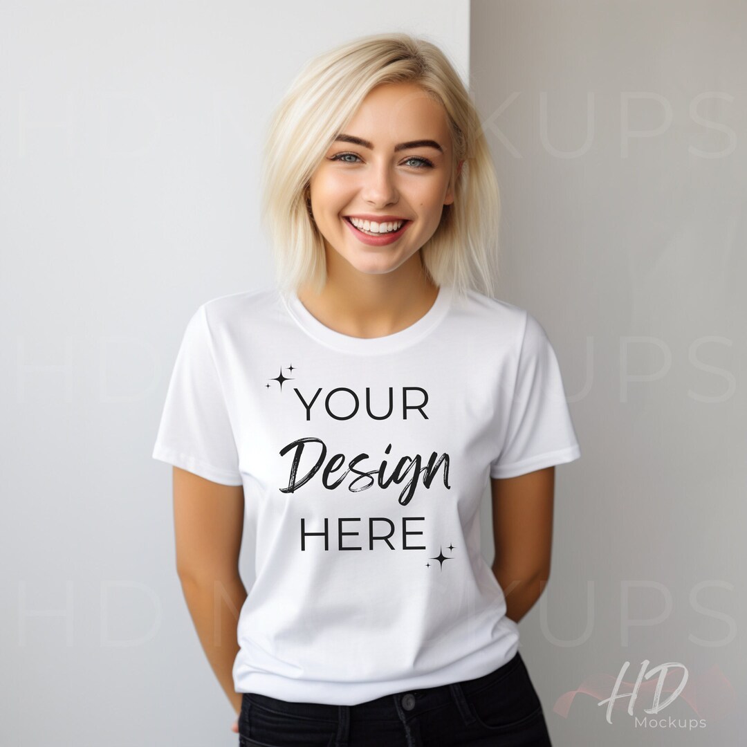 Bella Canvas 3001 Mockup White T Shirt Mockup T Shirt Mock Female T Shirt Mockup Female