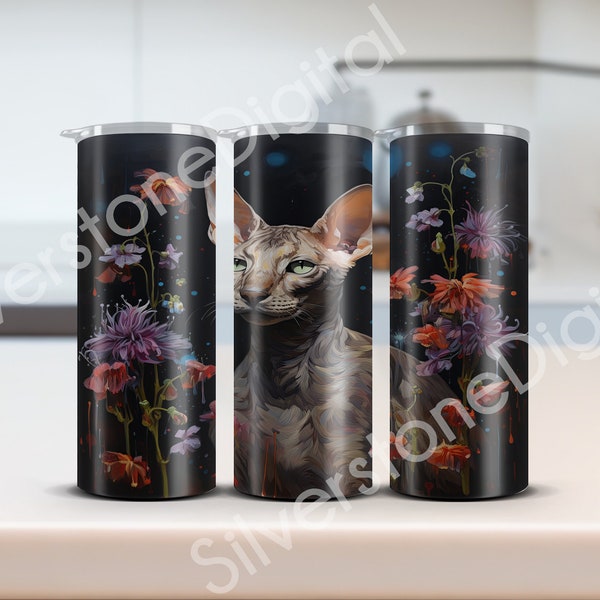 Peterbald cat Tumbler wrap 20oz sublimation design tumbler png 20oz skinny tumbler wrap png digital download tapered tumbler wrap