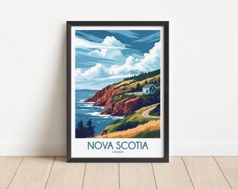 Póster de viaje de Nueva Escocia, descarga digital