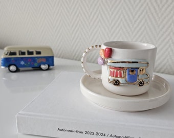 Handcrafted Caravan ceramic espresso mug