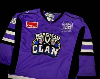 Glasgow braehead clan vintage warrior ice hockey jersey shirt scotland men's L large elite league