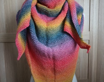 Dreieckstuch handgestrickt bunt