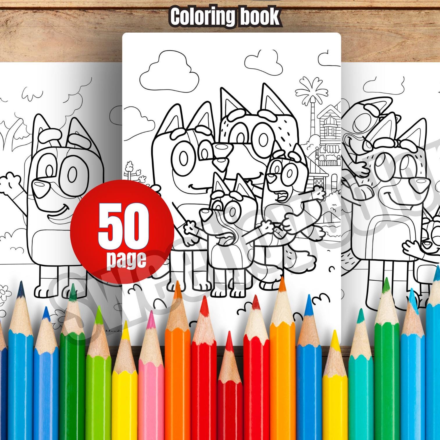 50 Bluey Coloring Page,a4 Sıze Pdf Download, Kids Coloring Activity ...