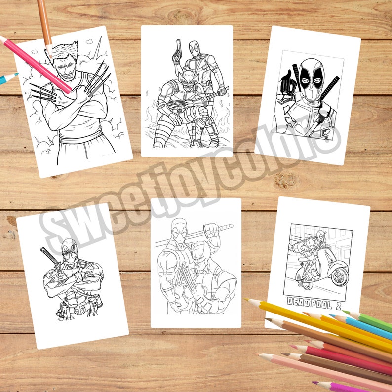 60 Deadpool and Wolverine Coloring Page,a4 Sıze Pdf Download,kids