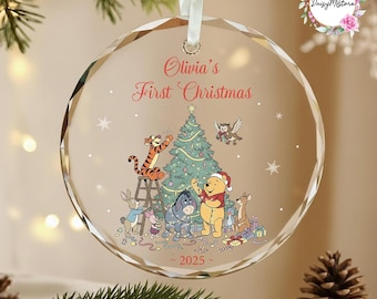 パーソナライズされたクラシックなプーさんの初めてのクリスマス