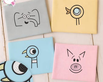 Embroidered Elephant, Piggie, Pigeon Sweatshirt - Book Lover Gift
