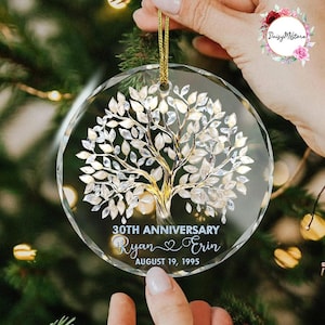 Personalized Tree of Love 30th Anniversary Glass Ornament