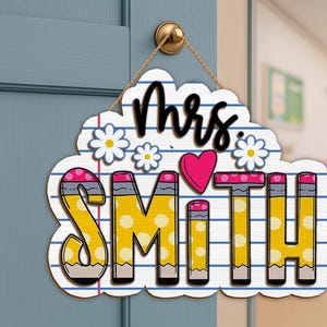 Custom 3D Letter Teacher Name Classroom Sign, Notebook Teacher Door Sign, Back To School Decoration, Classroom Welcome Sign, Name Sign