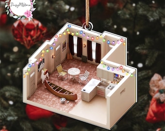 Friends Apartment 2D Acrylic Christmas Ornament, Joey Chandler's Room Decor
