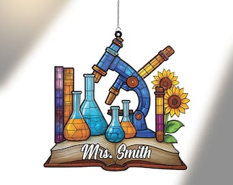 Personalized Science Teacher Suncatcher: Acrylic Lab Decor