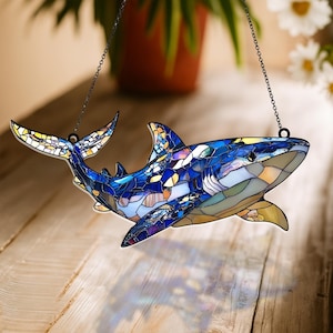 Sea Shark ACRYLIC Suncatcher, Sea Animal Window Hangings, Ocean Window Hanging Decor, Coastal Handmade Gift, Nautical Sea Life Decor