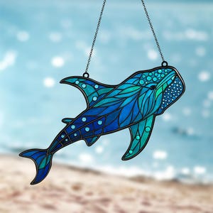 Whale Shark ACRYLIC Suncatcher, Sea Animal Window Hangings, Ocean Window Hanging Decor, Coastal Handmade Gift, Nautical Sea Life Decor