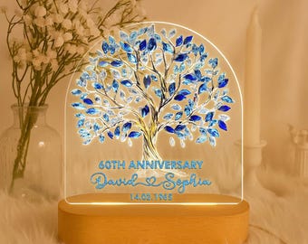 Personalized 60th Diamond Anniversary Night Light: Tree of Love Gift