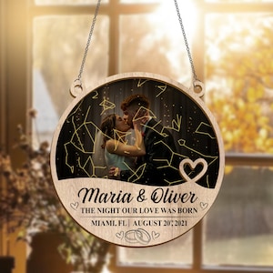 Attrape-soleil en acrylique personnalisé La nuit où nous nous sommes rencontrés, cadeau d'anniversaire pour elle, décoration murale pour la maison, cadeau pour couple, cadeau de fiançailles