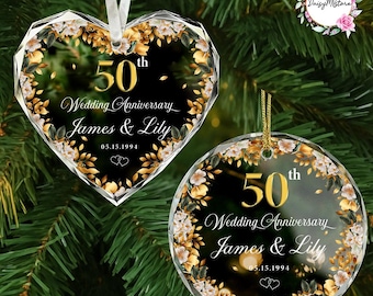 Personalized 50th Anniversary Crystal Ornament: Golden Anniversary Keepsake