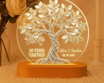 Personalisierte Perle 30-jähriges Jubiläum LED-Licht: Baum der Liebe Andenken