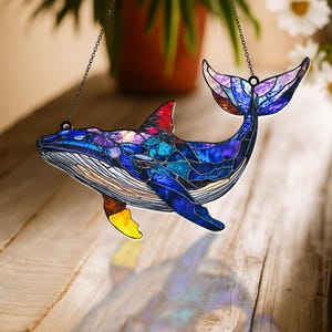 Humpback Whale ACRYLIC Suncatcher, Sea Animal Window Hangings, Ocean Window Hanging Decor, Coastal Handmade Gift, Nautical Sea Life Decor