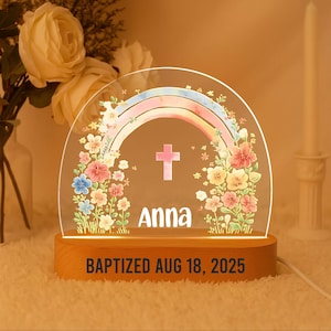 Personalized Baptism Color Rainbow Night Light, Baby Name Night Light,Christening Keepsake,Nursery Decor, Baptism Gift, Baby Shower Gift