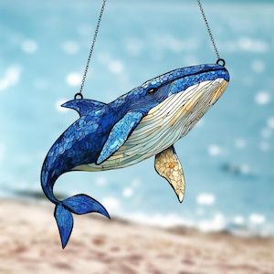 Humpback Whale ACRYLIC Suncatcher, Sea Animal Window Hangings, Ocean Window Hanging Decor, Coastal Handmade Gift, Nautical Sea Life Decor