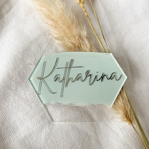 Marque-places hexagonaux personnalisés en acrylique pour mariages et occasions spéciales | partiellement peint