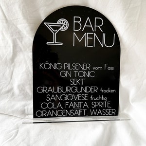 Menu barowe | Napoje firmowe | Tabliczka akrylowa na śluby i specjalne okazje