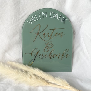 Karten & Geschenke | Acrylschild Bogen für Hochzeit | 20x25 | mit Aufsteller