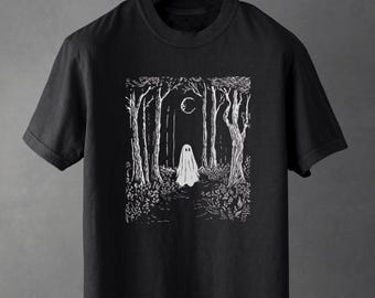 Camiseta Ghost • Camiseta Cottagecore • Estética Grunge • Ropa de bruja • Camiseta alternativa negra • Top gótico • Para hombre • Para mujer • Ropa unisex de algodón