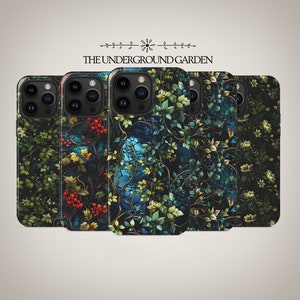 Blue Grunge Floral Vines Phone Case for iPhone 16 MagSafe, 15 Plus, 14 Pro Max, 13 Mini, Samsung Galaxy S25 Ultra, S24 Pro, S23, & More