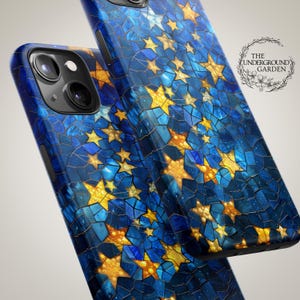 Celestial Stars Stained Glass Phone Case for iPhone 16 MagSafe, 15 Plus, 14 Pro Max, 13 Mini, Samsung Galaxy S25 Ultra, S24 Pro, S23, S22