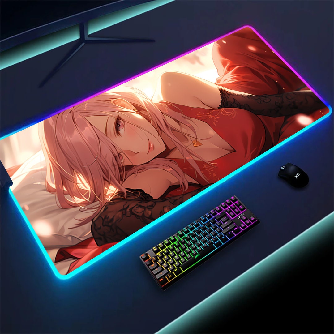 Cute Anime Girl LED Mouse Pad RGB Desk Mat Anime Desk Mat Etsy — free download