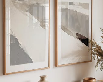 Abstract Art Prints Set: Neutral Wall Decor (Digital Download)