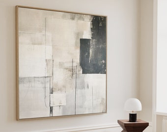 Abstrakt konsttryck, modern väggkonst, digital nedladdning | Beige & grå