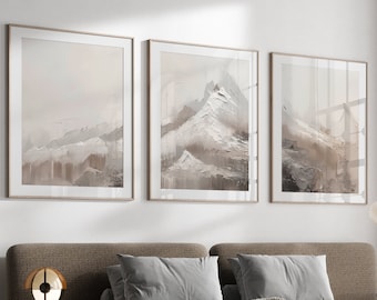 Abstract Mountain Art Set: Neutral Wabi Sabi Prints (Digital Download)