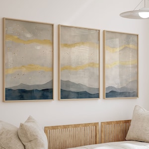 Abstract Art Set Of 3 Neutral Art, Nordic Modern Printable, Acrylic Painting, Abstract Gold Prints, Printable Wall Decor, Gallery Wall Art