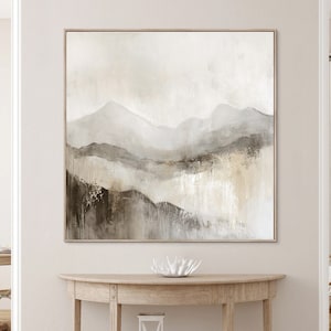 Abstract Landscape Wall Art – Neutral Tones Acrylic Painting | Modern Minimalist Artwork for Living Room or Office