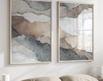 Abstract Art Prints Set: Neutral Wall Decor (Digital Download)