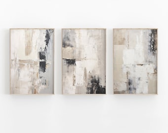 Abstract Art Set Of 3 Neutral Art, Nordic Modern Printable, Acrylic Painting, Modern Minimalist Poster, Printable Wall Decor, Gallery Wall