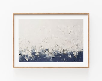 Navy Blue Abstract Oil Painting Print: Minimalist Home Decor (Digital Download)