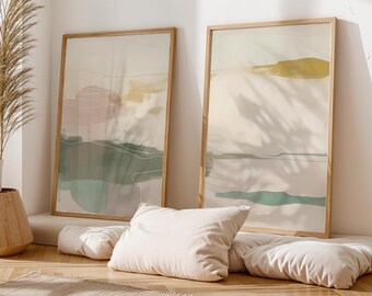 Abstract Wall Art Set of 2, Minimalist Digital Download, Modern Printable Art, Neutral Abstract Poster