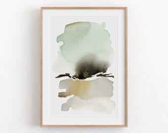 Minimalist Abstract Art Print: Mint Green, Neutral Tones Home Decor (Digital Download)