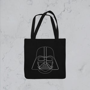 Minimalistic Star Wars Darth Vader Line Art Tote Bag – Carry the Force in Style (black)