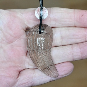Beautiful SMOKY QUARTZ angel wing pendant 20.1 g