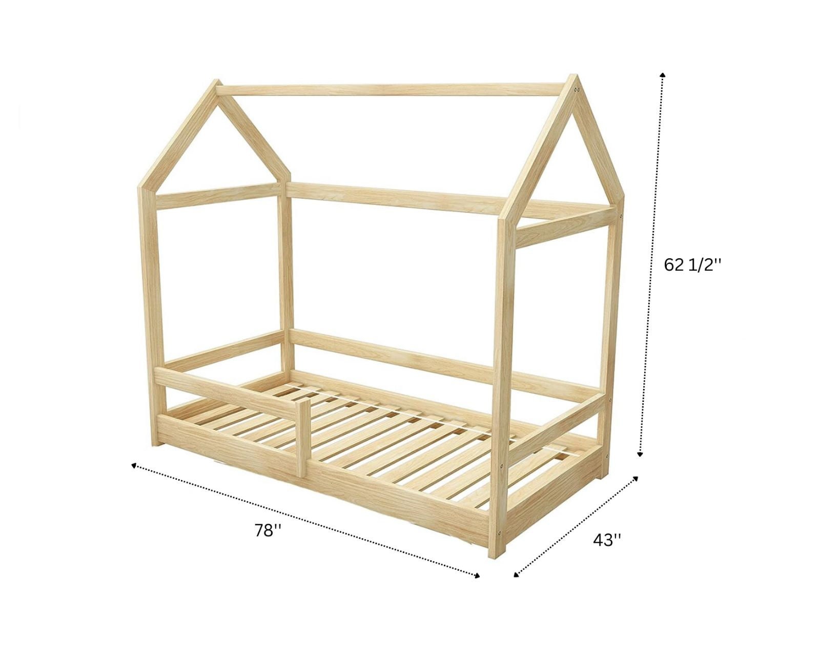 DIY Montessori Floor House Bed Plan Bed Frame With Railings Etsy