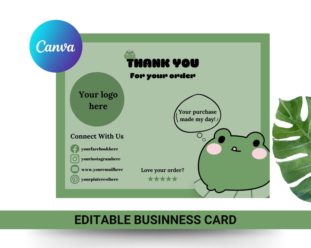 Cute Thank You Card, Editable Template, Small Business Package Insert