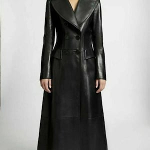 Vintage Extra Long Leather Coat - Etsy Vintage Extra Long Leather Coat - Etsy