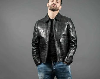 Luxury Crocodile Leather Men's Jacket - Etsy Canada