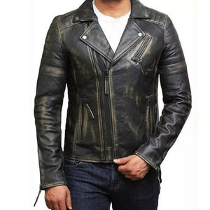 Men’s Slim fit Motorcycle Brown Leather Jacket